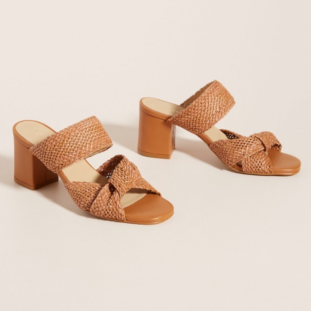 Anthropologie Mae Raffia Heeled Mules